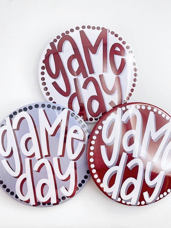 Maroon Game Day Polka Dots Tailgate Buttons | Game Day Pins and other Purchase Wholesale game day maroon. Free Returns & Net 60 Terms on Faire trending on Faire.