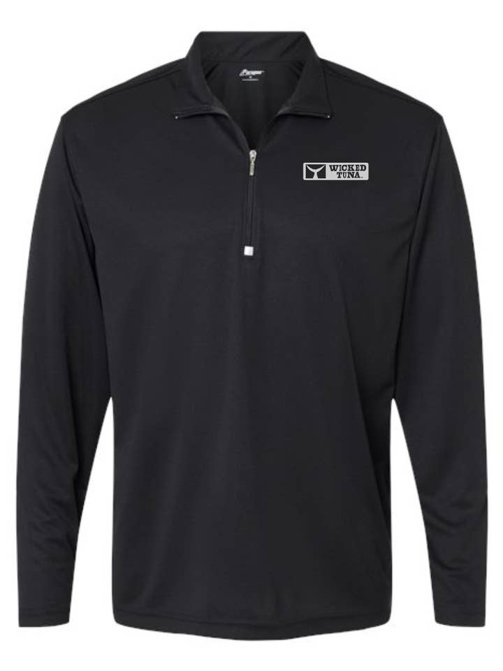 Wicked Tuna microvezel pullover met 1/4 ritssluiting, staart en logo voor wholesale door Wicked Tuna