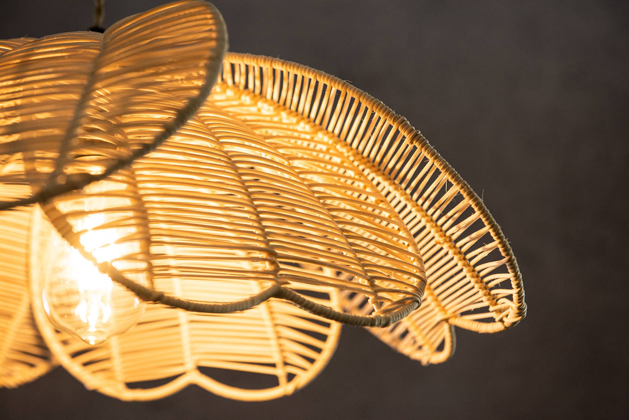 Natural Rattan Flower Pendant Light Coastal Hanging Fixture Light for wholesale on Faire6