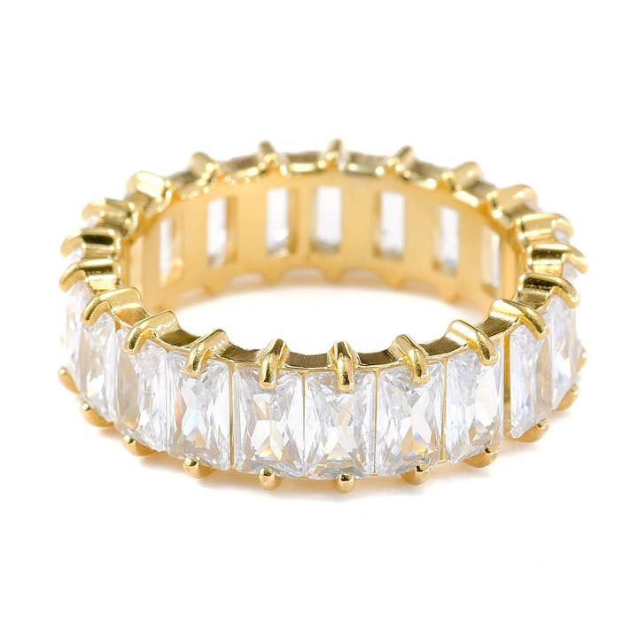 Blueyejewelry - Wholesale Multi-Stone Ring - Baguette Diamond Ring - Wide Baguette-cut CZ Ring 0