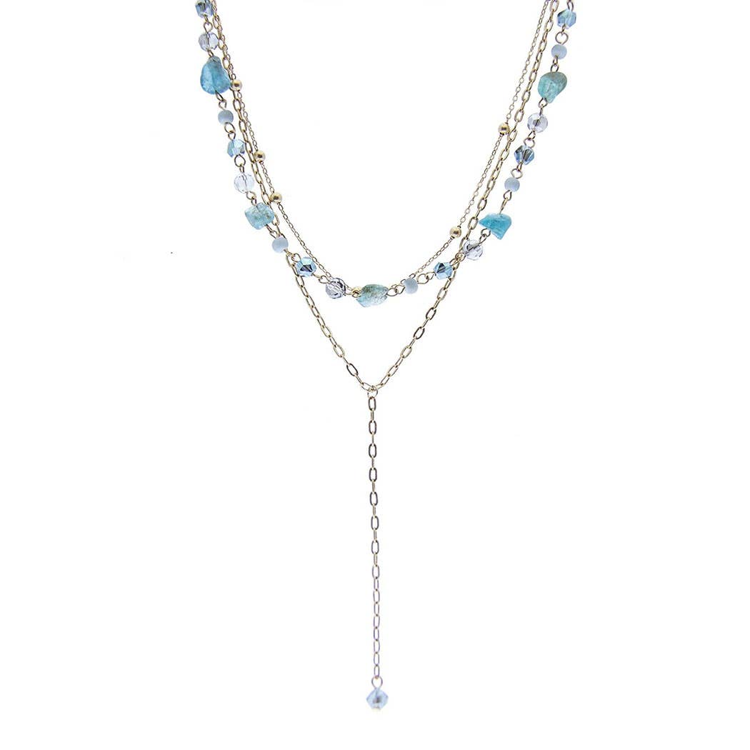 SAACHI - Vente Sautoir et collier en Y - Collier chaîne en perles dorées Layer Cake2
