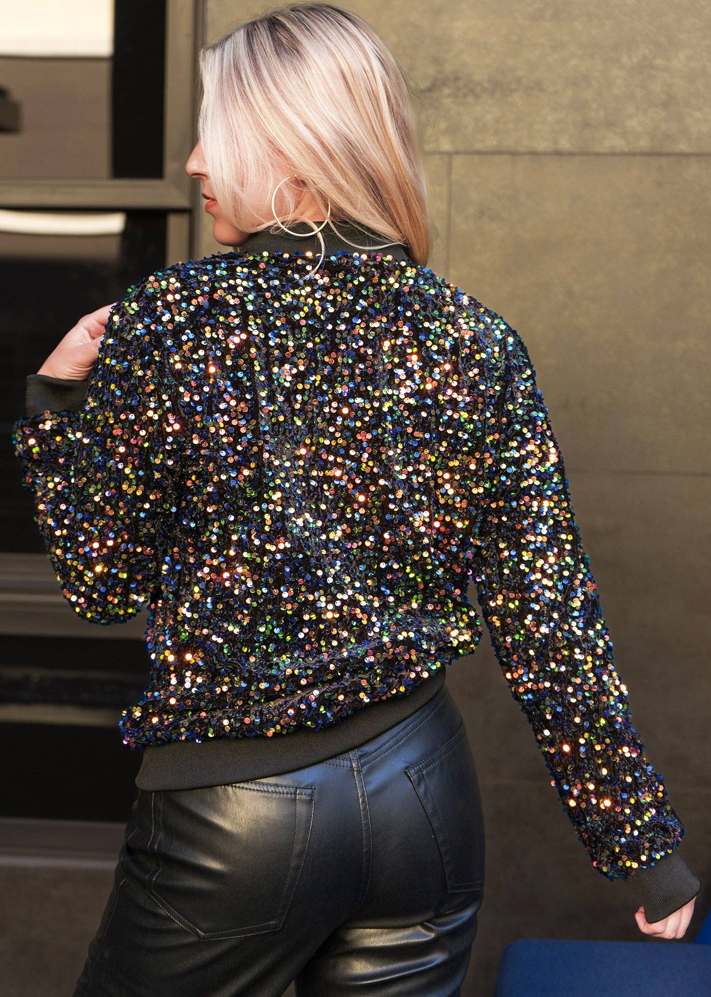 Anna Kaci Wholesale - Wholesale Jacket - Women's - Women's Sparkly Sequin Jacket Glitter Long Sleeves Front Zip26