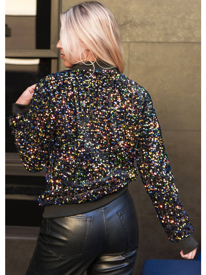 Anna Kaci Wholesale - Wholesale Jacket - Women's - Women's Sparkly Sequin Jacket Glitter Long Sleeves Front Zip26