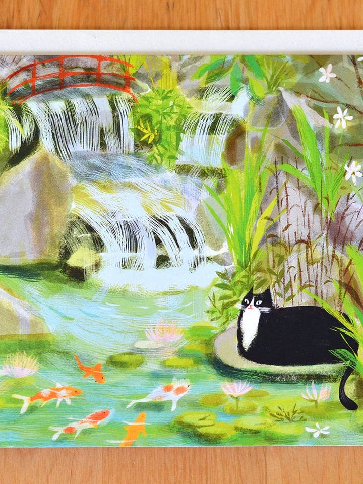 Koi Pond Kitty Card for wholesale by The Dancing Cat