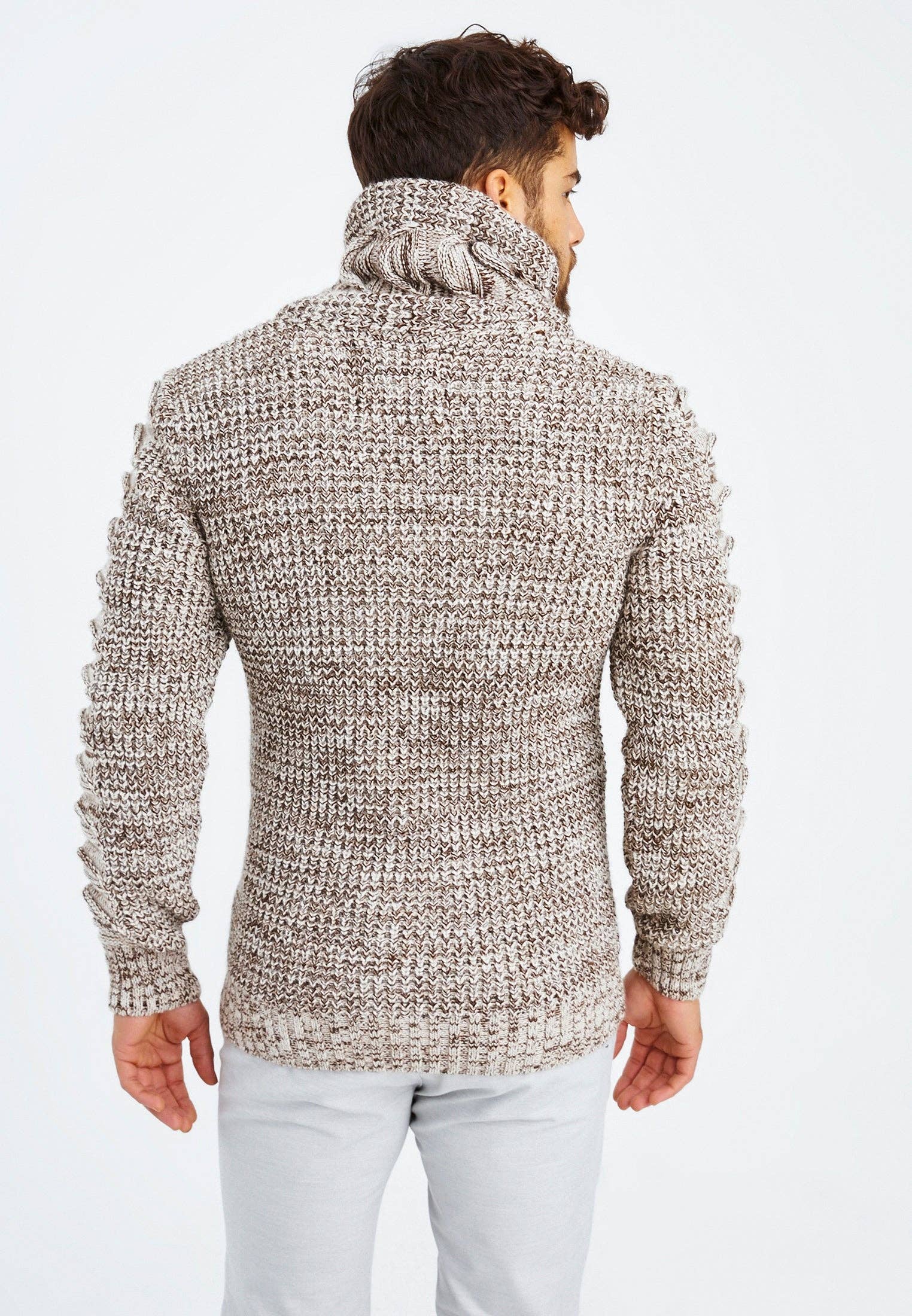 Leif Nelson GmbH - Wholesale Knit Sweater - Men's - Men's Knit Sweater Chunky Knit Shawl Collar LN-55858
