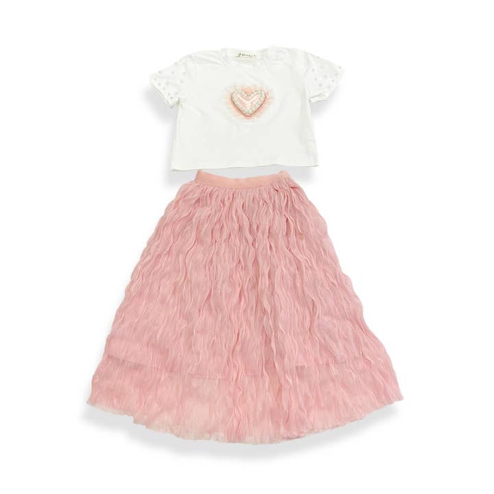 Pink 17065 Wavy Mesh Midi Skirt for wholesale on Faire5