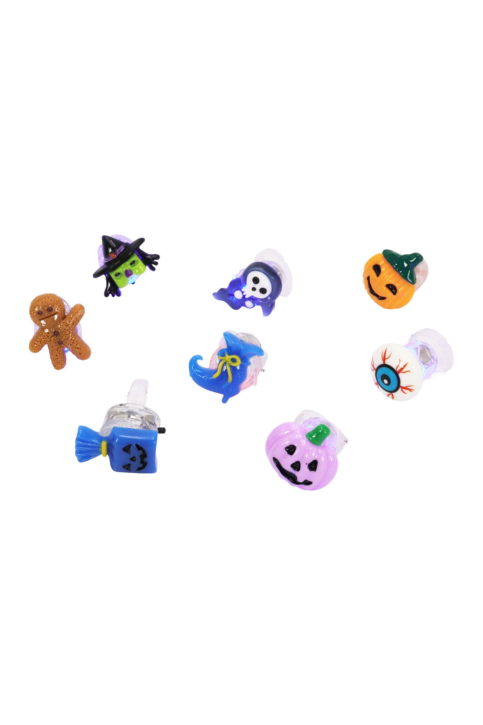 SURTIDO Anillo con luz LED de resina de Halloween - 24 piezas de venta al por mayor en Faire6