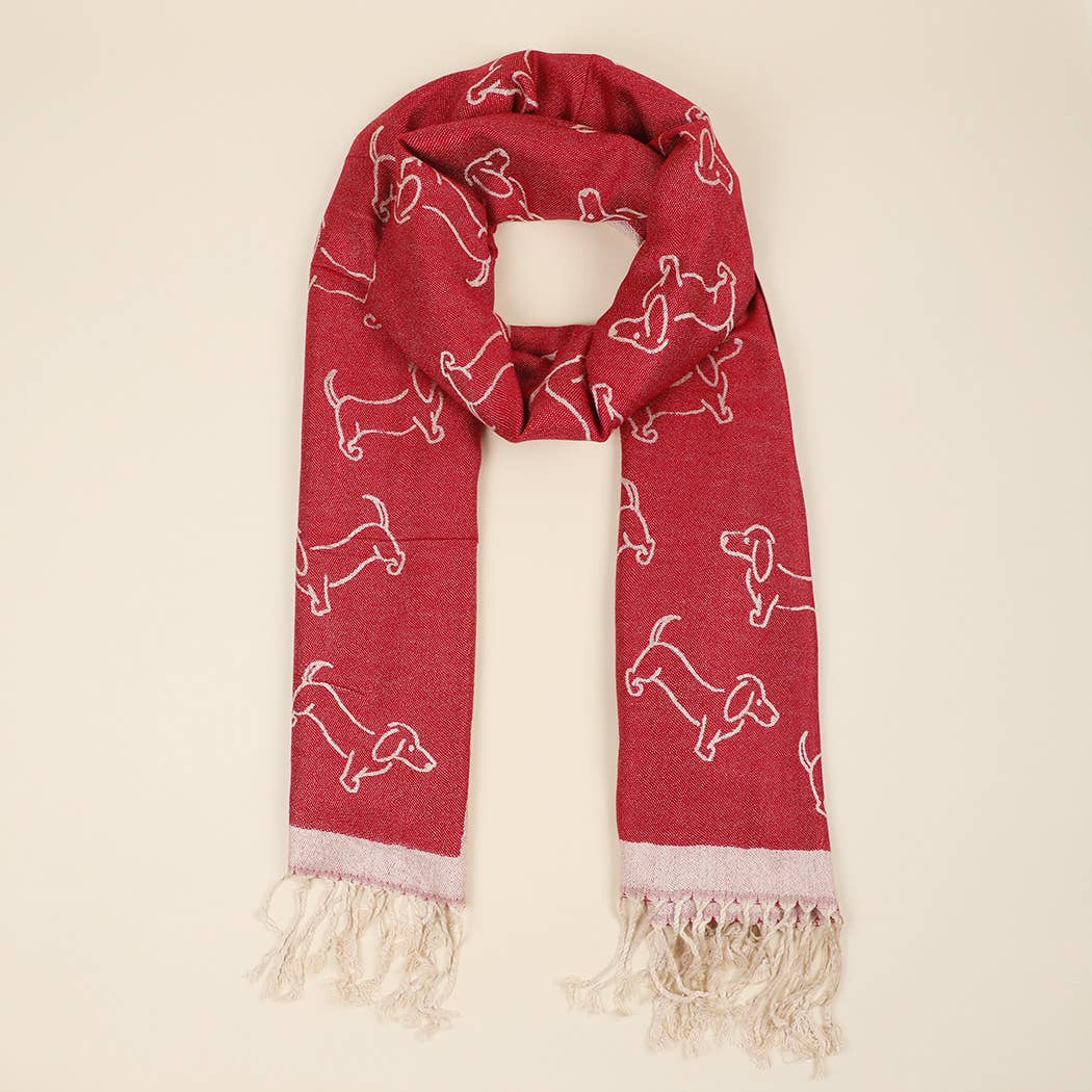 12 COLORES SURTIDOS Chal de Pashmina con Patrón de Teckel Juguetón de venta al por mayor en Faire2