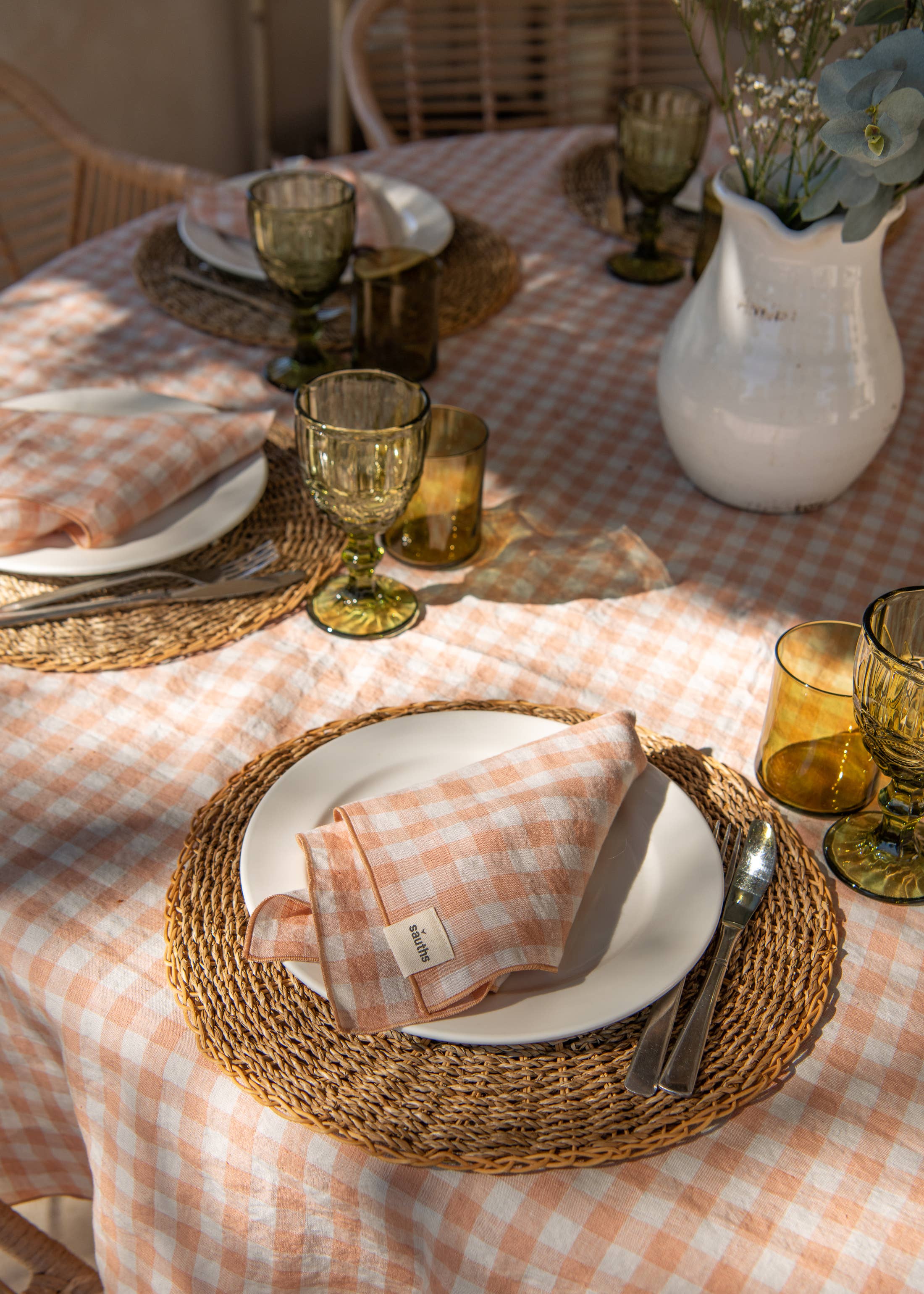 Sauths - Wholesale Dinerservet - Gingham linnen servet set van 22