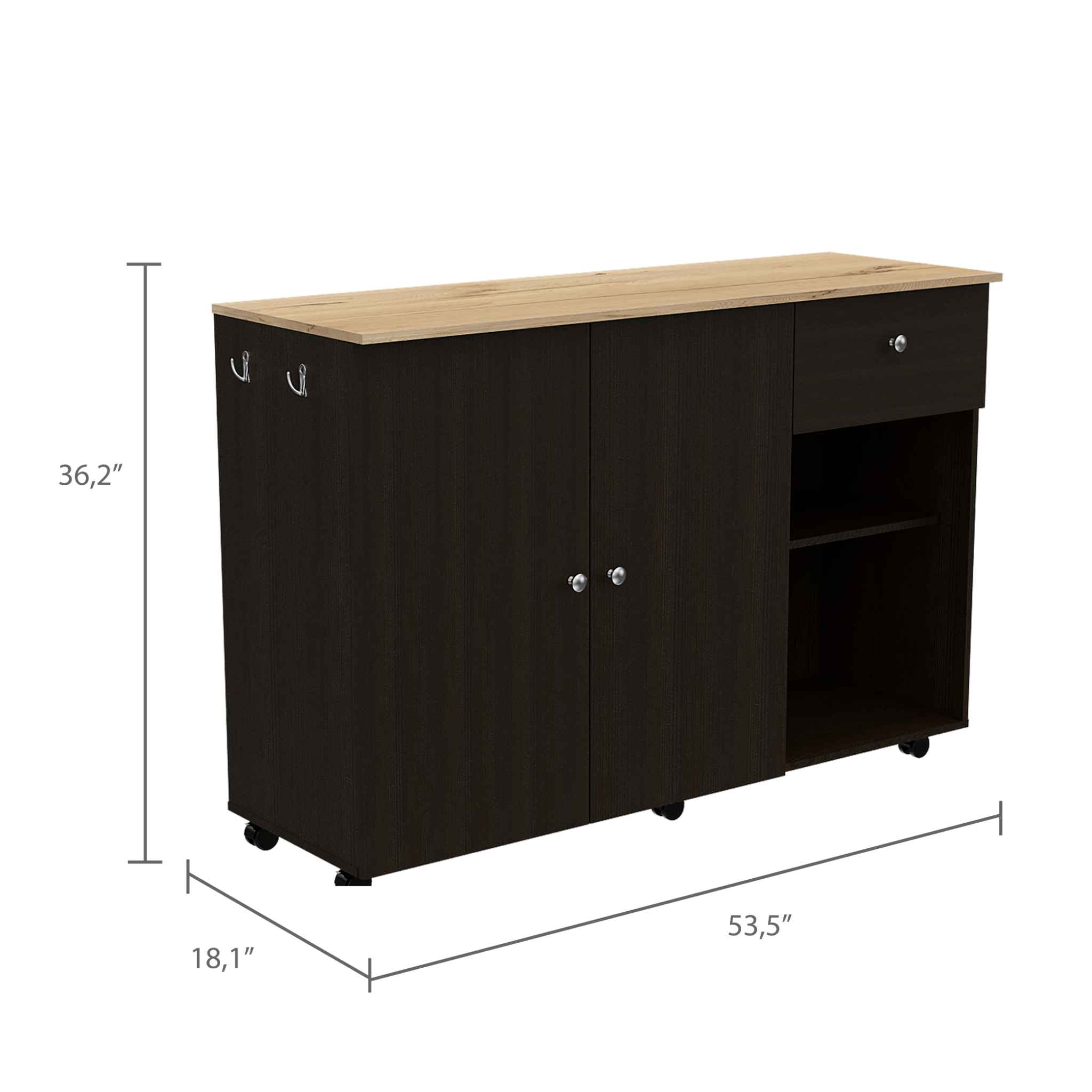 TUHOME FURNITURE - Wholesale Kitchen Storage/Organizer - Victoria Kitchen Island Cart Black8