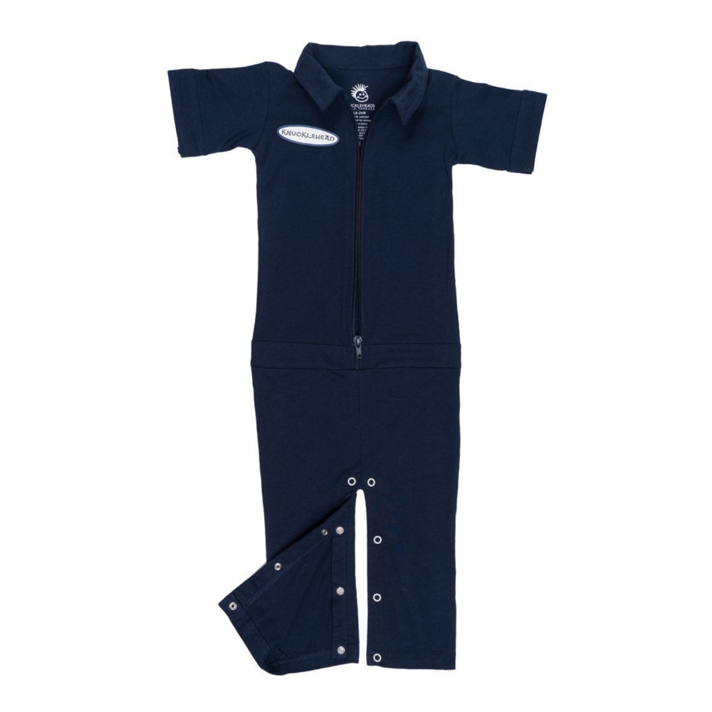 Navy Baby Coverall for Boys, Knuckleheads Mechanic Halloween Jumpsuit Costume Baby Outfit for wholesale on Faire5