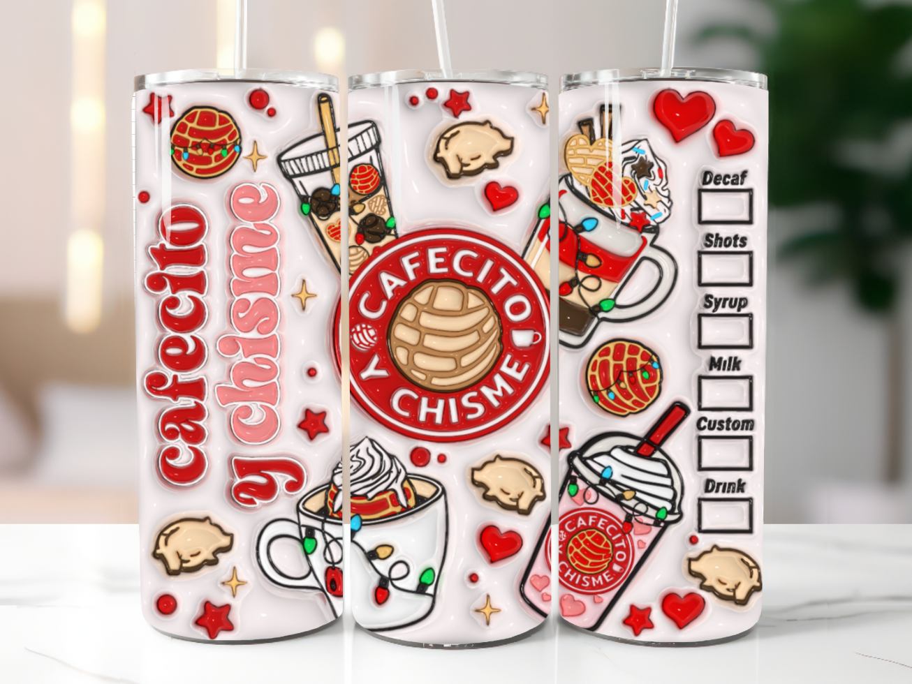 AvaryMaeInspirations - Wholesale Insulated Mug/Tumbler - Cafecito y Chisme Tumbler 20oz 3D Coffee and Gossip Cup0