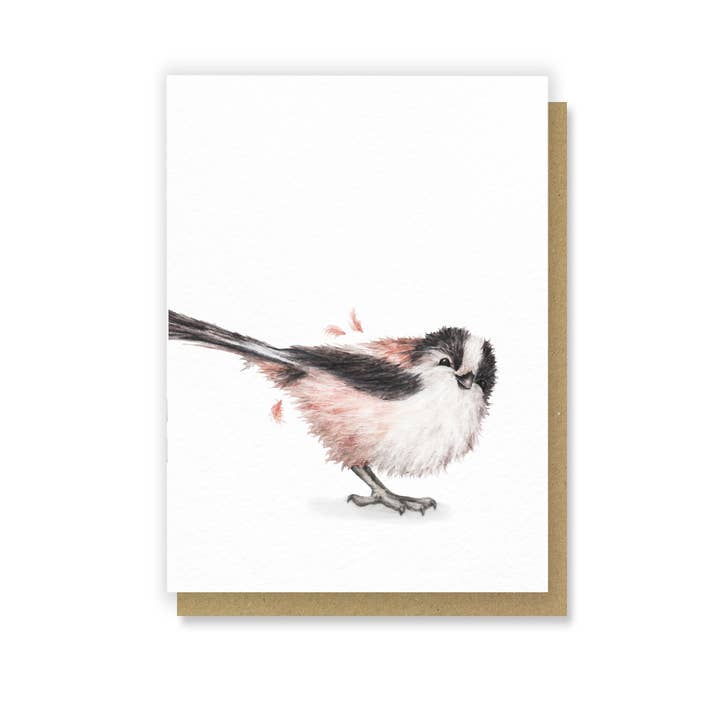 Carbonero de Cola Larga - Tarjeta de Felicitación con Pájaro en Acuarela Miniatura para venta al por mayor de Citrus Bunn
