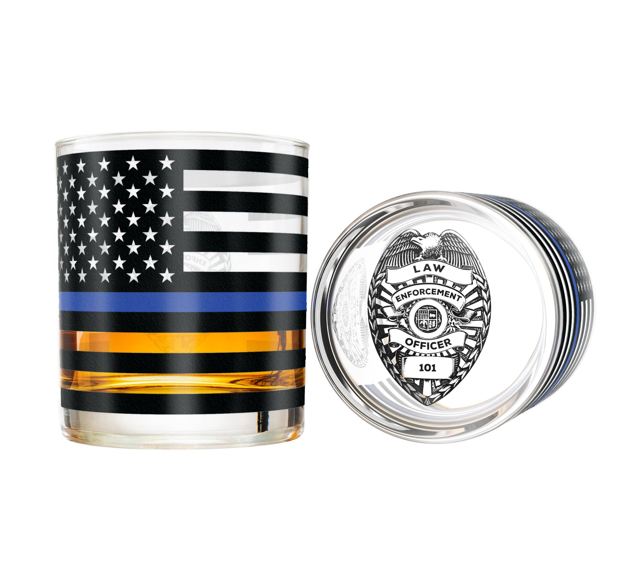 Greenline Goods - Vente Verres à cocktail/alcool - Verres à whisky Old Fashioned pour policier Thin Blue Line (ensemble de 2)3