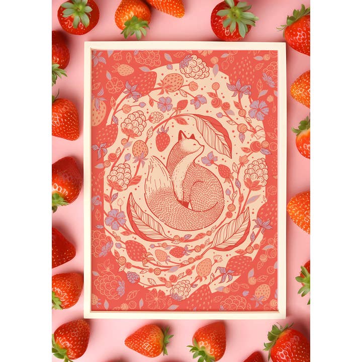 Fox&Berry Konsttryck Vykort för wholesale av sol&mar art co.