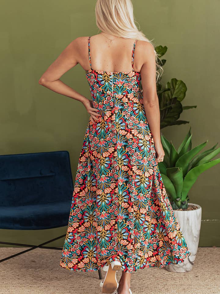 Multicolor Danielle Boho Floral High Waist Maxi Dress for wholesale on Faire1