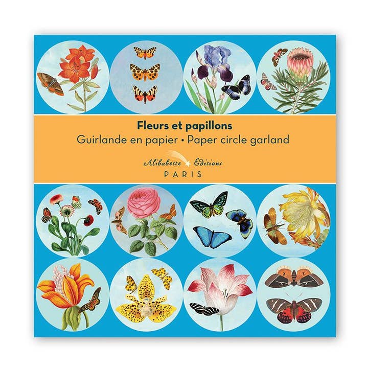 Garland - Flowers and Butterflies - Alibabette Editions for wholesale by Alibabette Editions