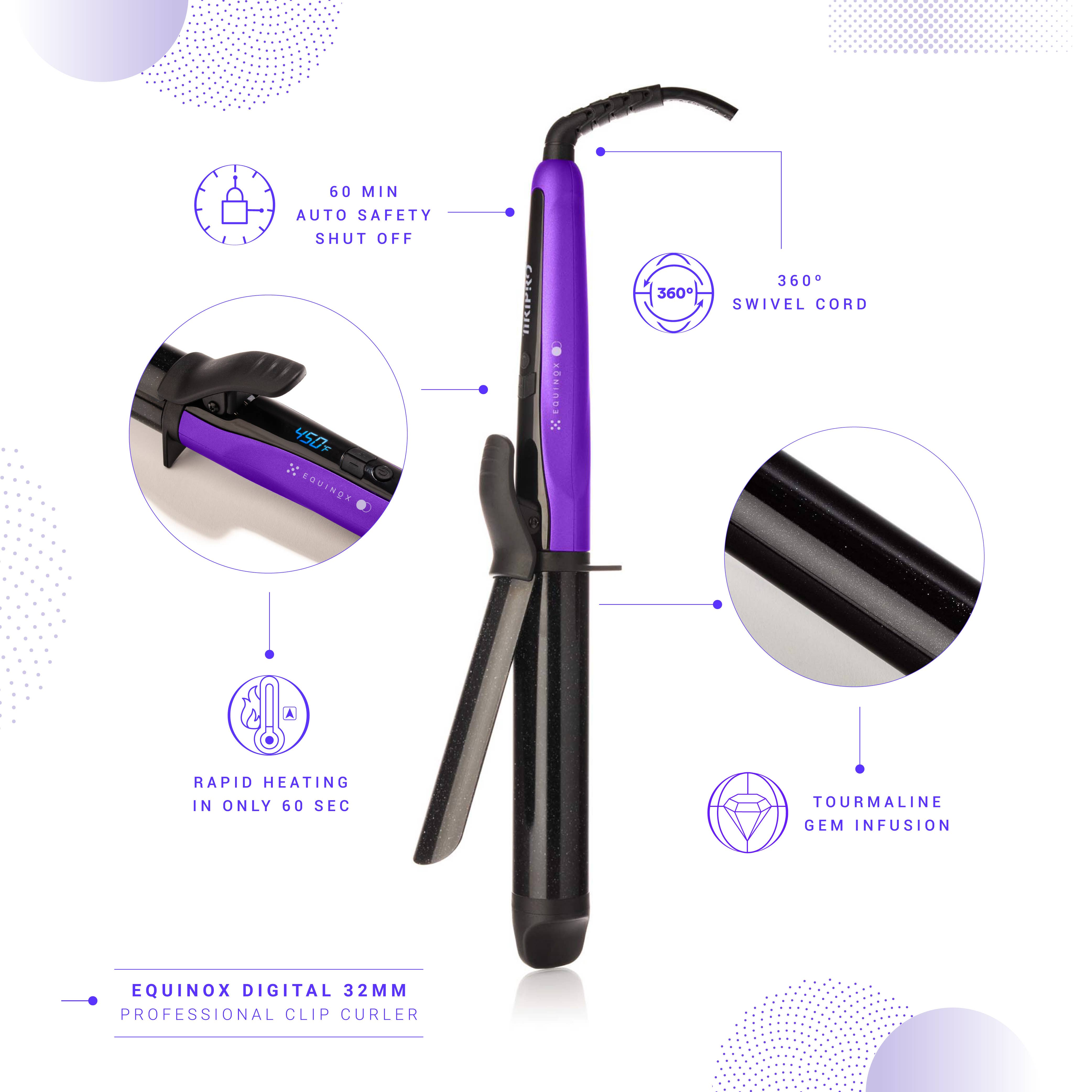 Tiri Pro - Wholesale Curling Iron/Wand - Equinox Digital 32mm Professional Clip Curler21