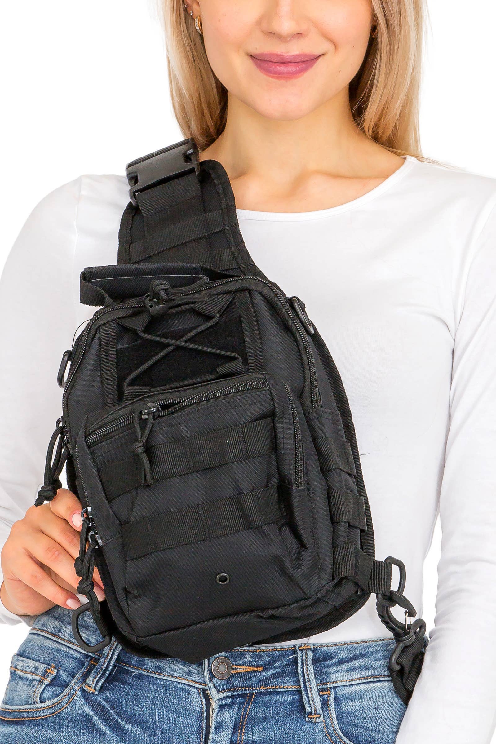 Cap Zone - Wholesale Crossbody Bag - Women's - Solid Tactical Utility Heavy Duty Durable Poly Sling Bag3