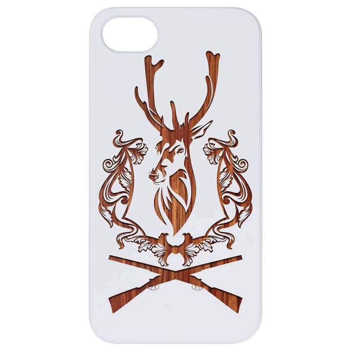 White Coated Rose Wood - Deer with Rifles Engraved for wholesale by OTTO CASE
