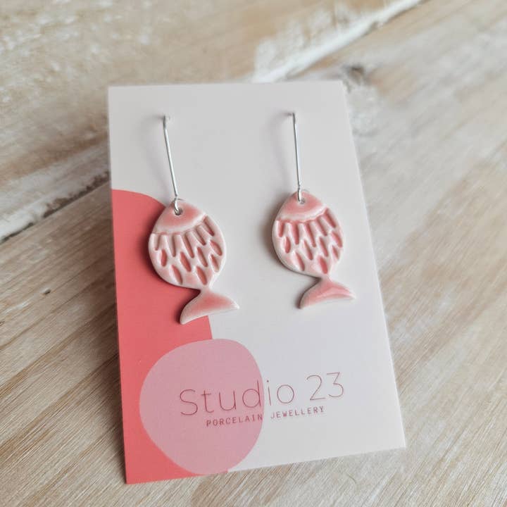 Studio 23 Ceramics - Wholesale Dangle Earrings - Drop Fish Earring Pair 2