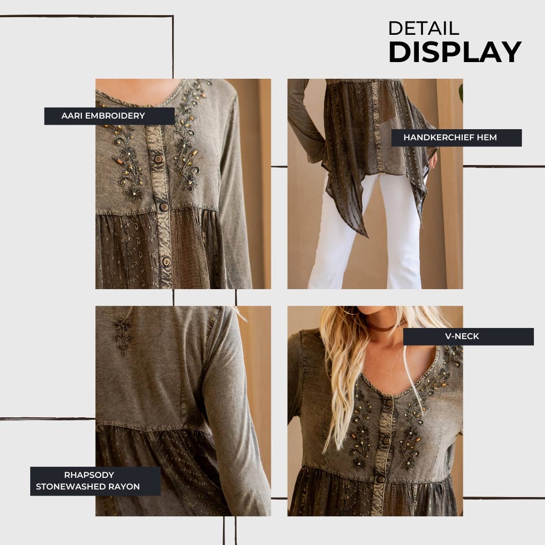 Young Threads - Wholesale Tunic - Women's - Bohemian Rhapsody: Stonewashed Rayon Women Top12