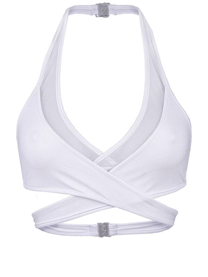Cross-Over Halter Crop top / X-CROSS TOP / WHITE for wholesale by EXES LINGERIE
