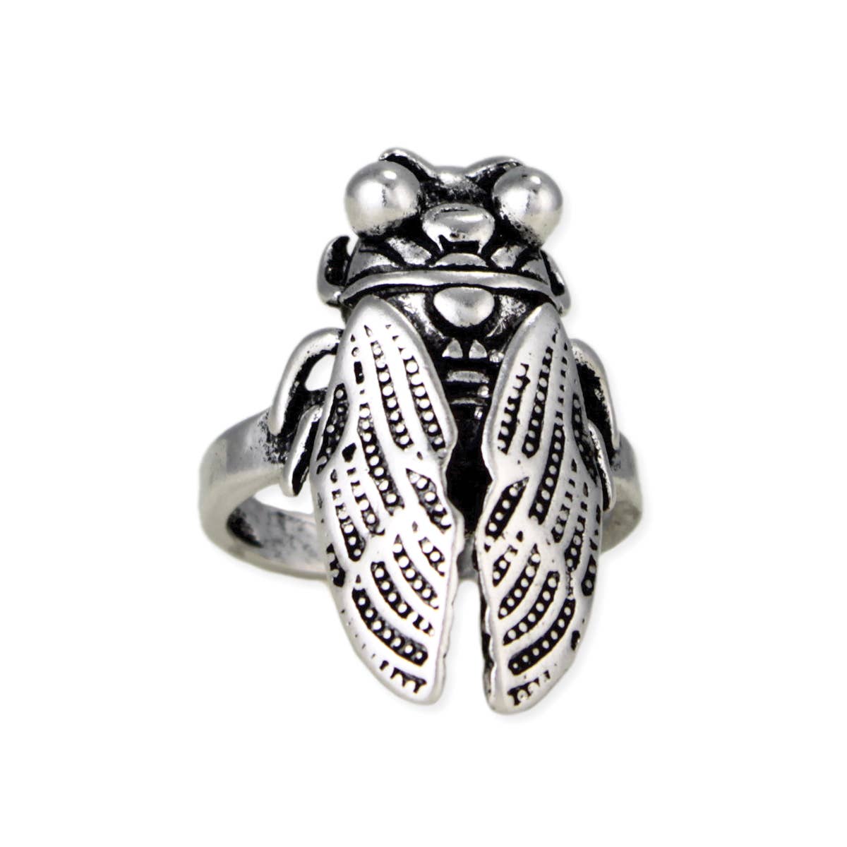 ZAD - Wholesale Cocktail/Statement Ring - Sound of Summer Silver Cicada Ring1