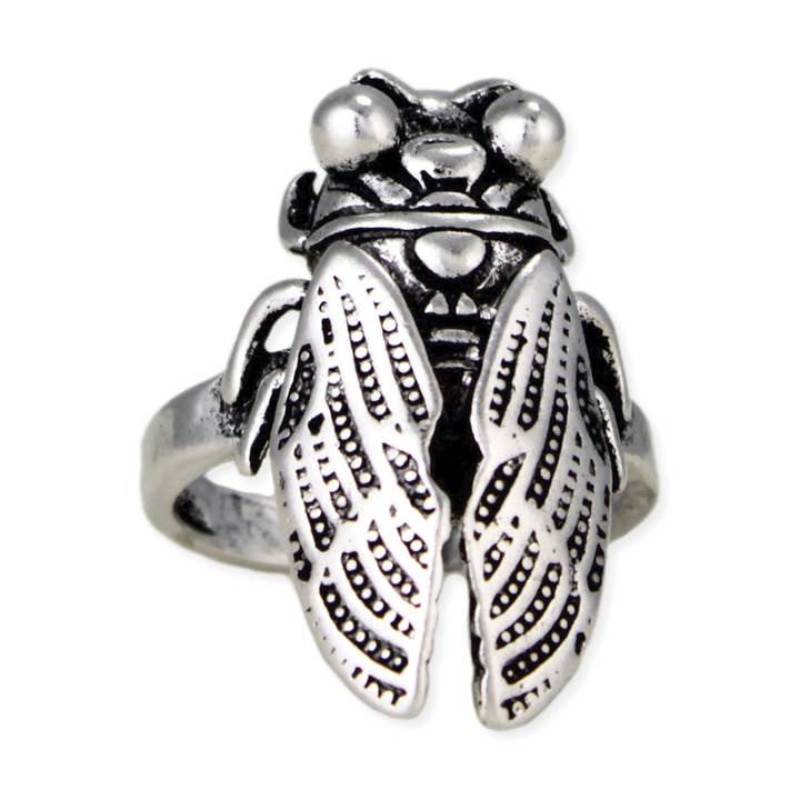 ZAD - Wholesale Cocktail/Statement Ring - Sound of Summer Silver Cicada Ring1