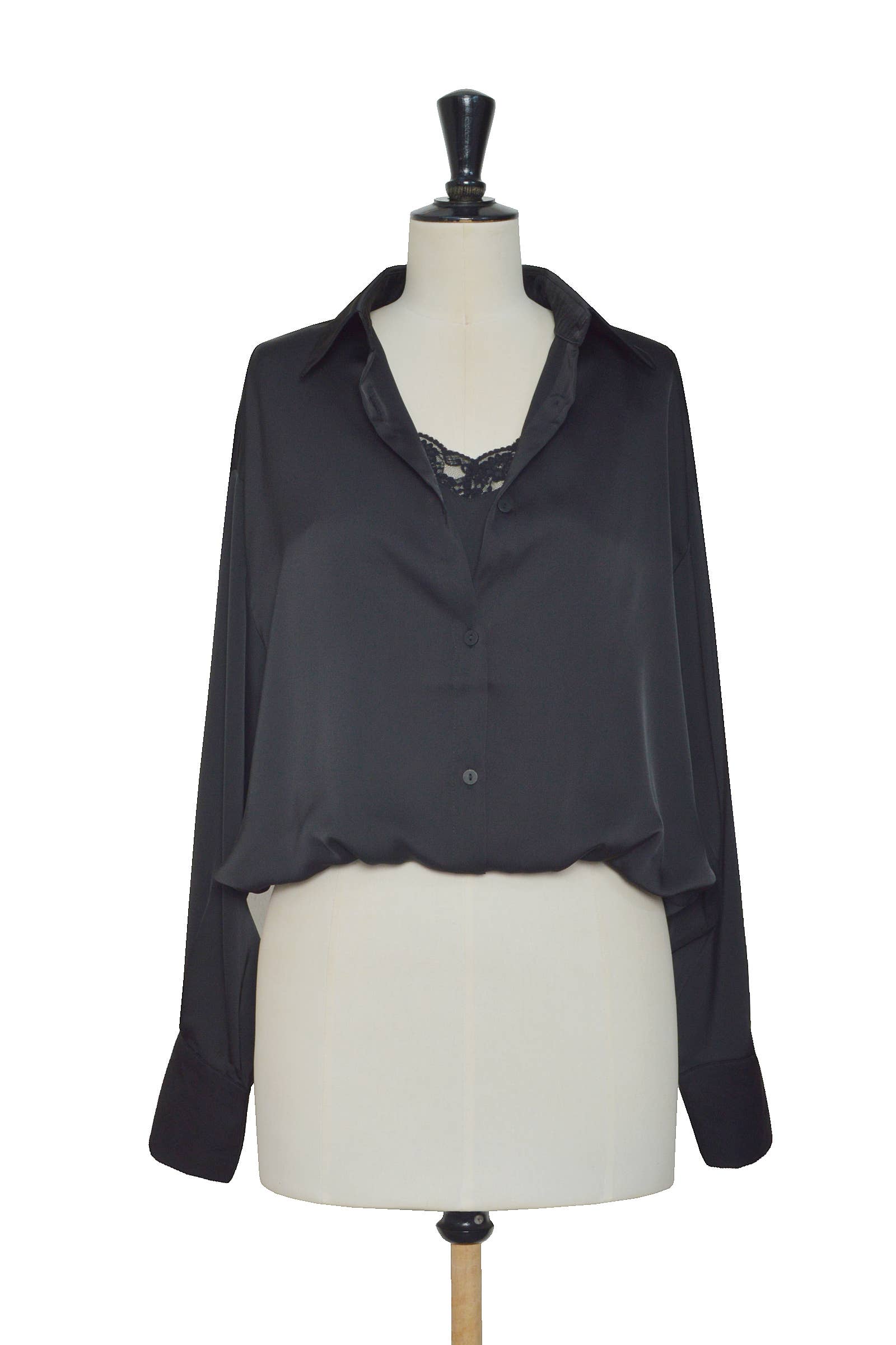 ELLI WHITE - Wholesale Blouse - Women's - Satin blouse with 2-in-1 effect and integrated lace camisole11