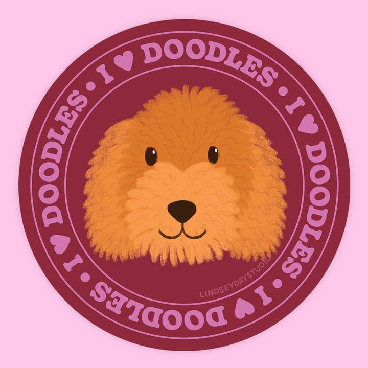Golden Doodle Hond Sticker, Huisdier Dieren Sticker voor wholesale door Lindsey Day Studio