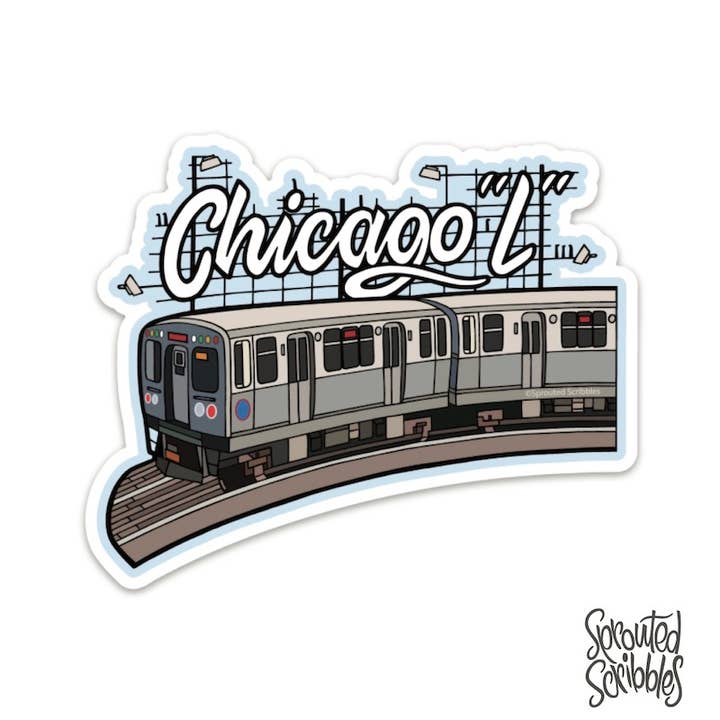 Chicago L Train on Rails Sticker for wholesale by Sprouted Scribbles