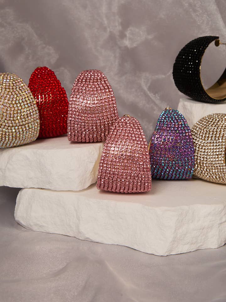 Luxurious Rhinestone Pave Chunky Huggie Hoop Earrings for wholesale by SP Sophia Collection