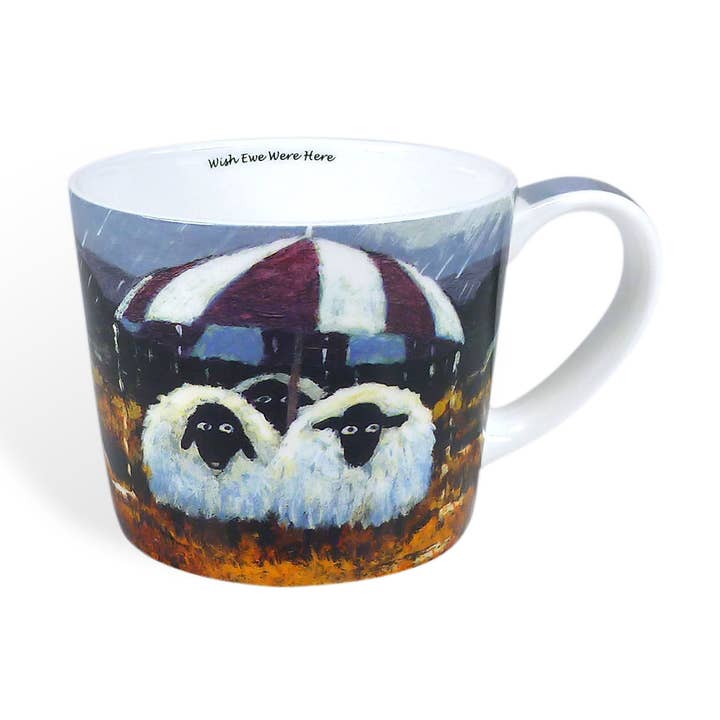 Wish Ewe Were Here China Mug - Sheep Themed for wholesale by The Whimsical World of Thomas Joseph