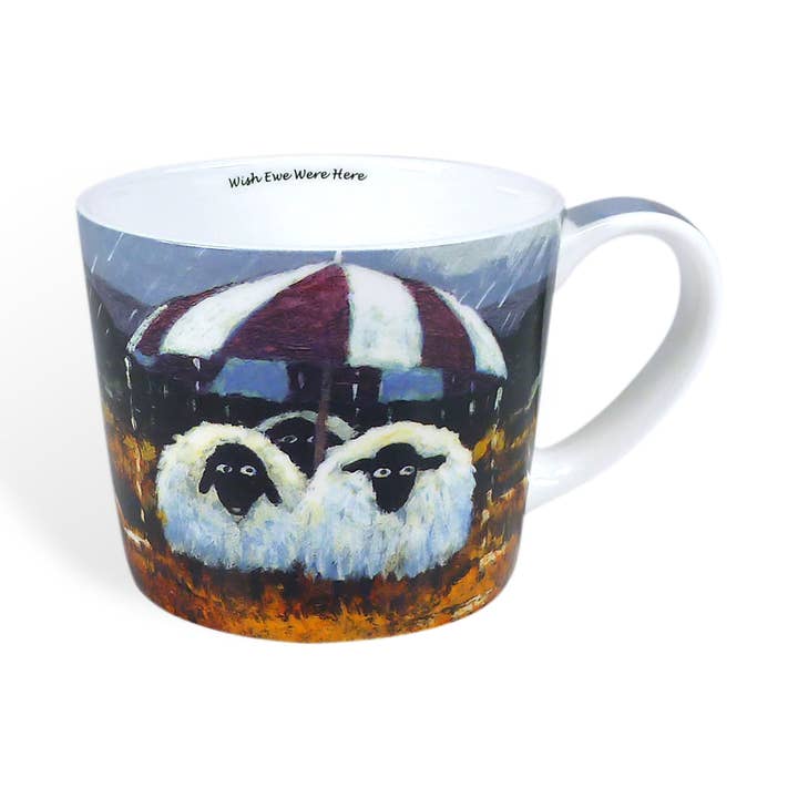 Wish Ewe Were Here China Mugg - Fårtema för wholesale av The Whimsical World of Thomas Joseph