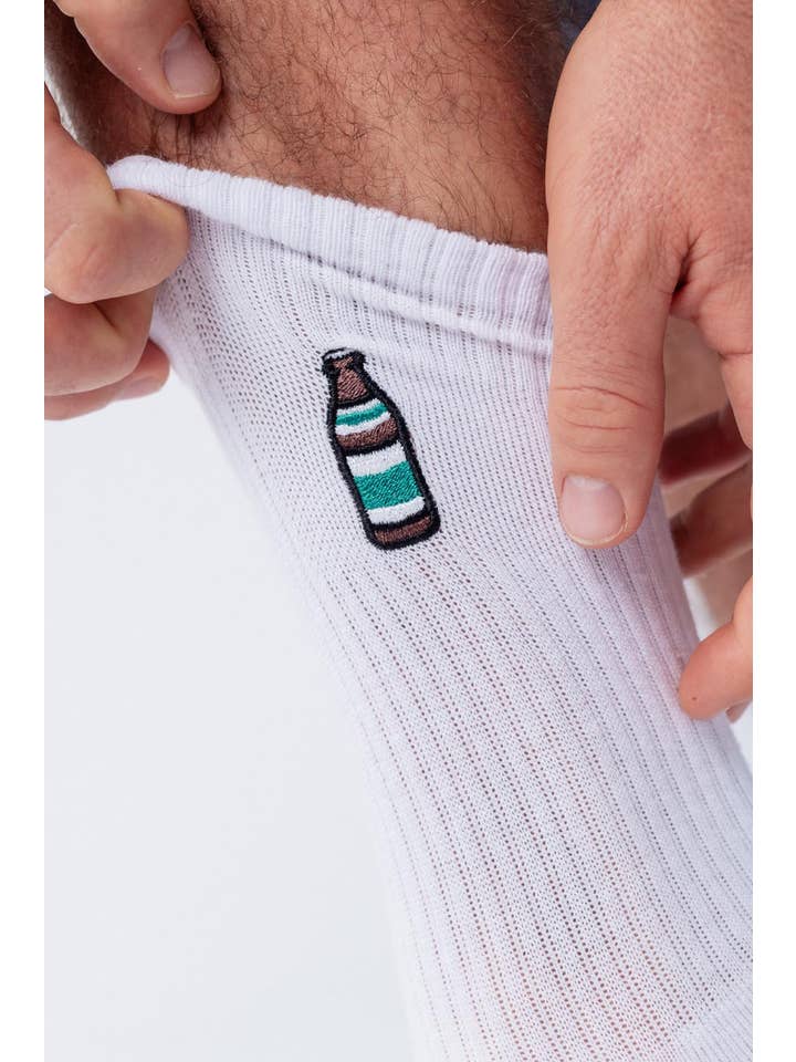 white Light | Embroidered organic cotton socks for wholesale on Faire8