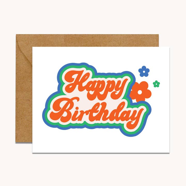 Carte d'anniversaire rétro marguerites pour la vente par No Yeah For Sure