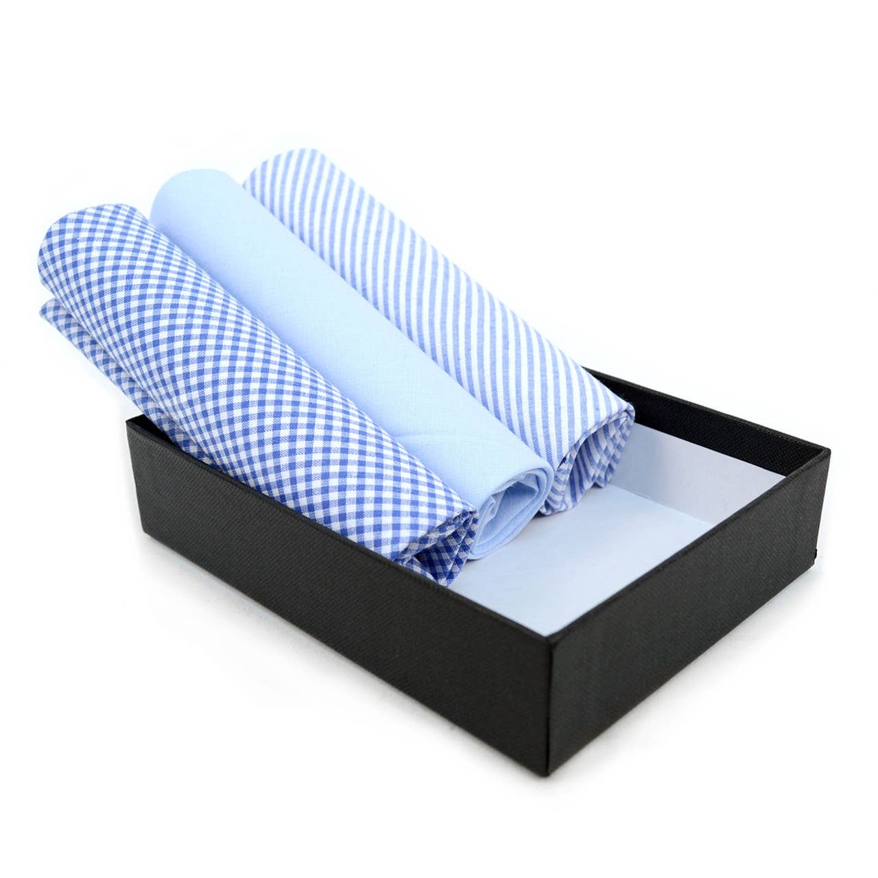 Selini New York - Wholesale Handkerchief - Men's - Men's Cotton Solid, Striped & Plaid Blue Handkerchiefs4