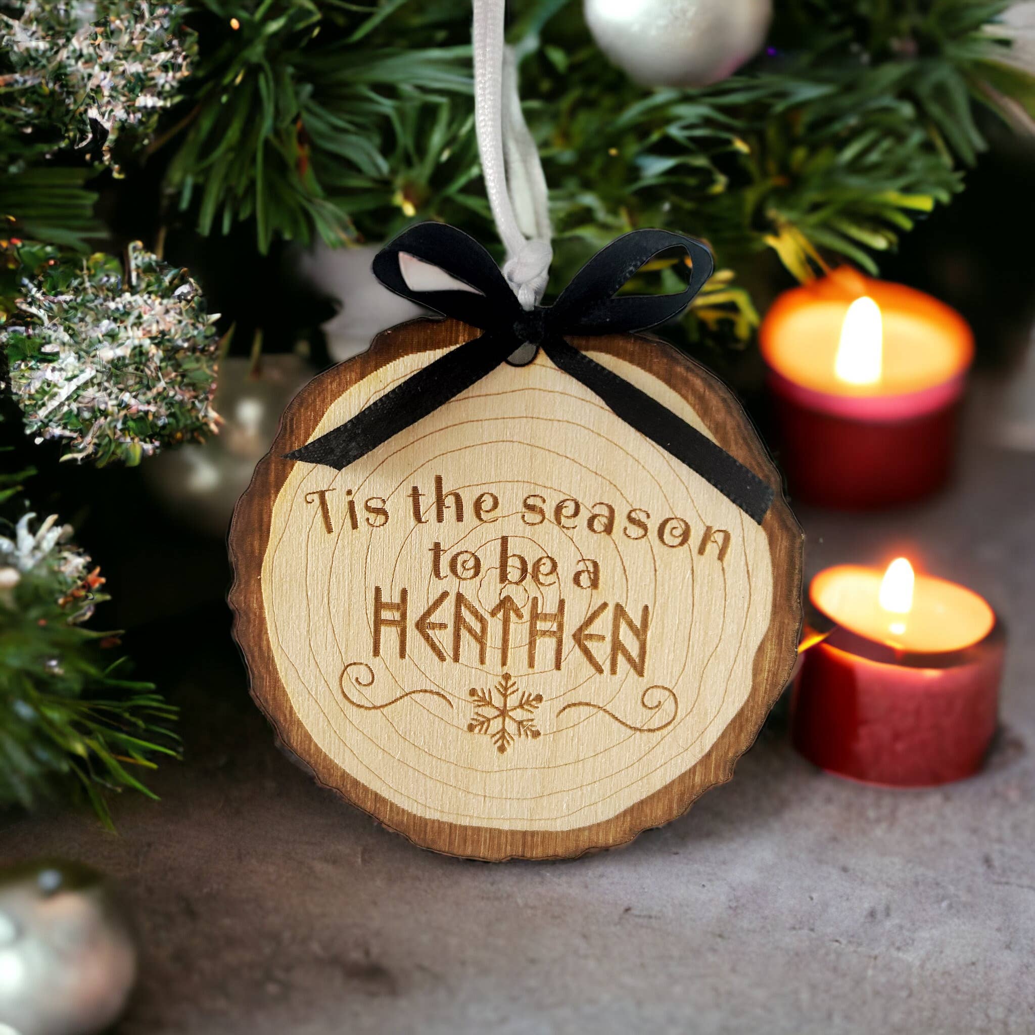 Ghoul Mom Designs – wholesale Ornament – Tis' The Season To Be A Heathen Wooden Yule Ornament0