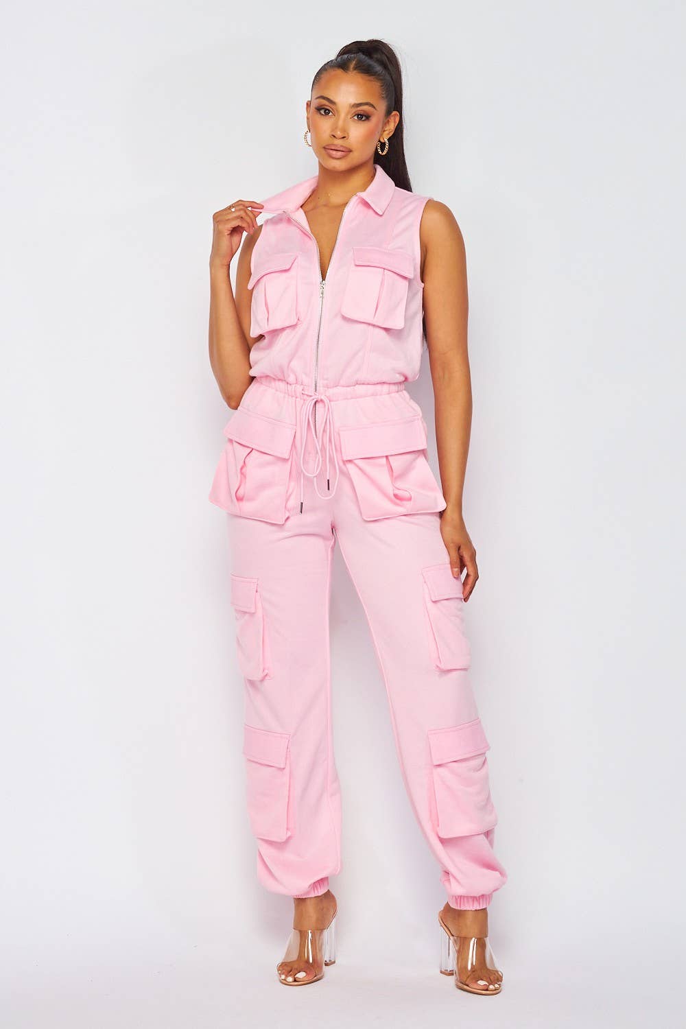 Belted Cargo Pocketed Bandeau Jumpsuit - Buy Fashion Wholesale in