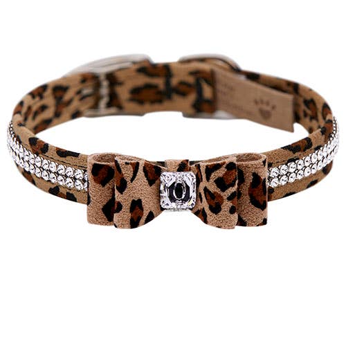 Collar Giltmore de 5/8" con gran lazo doble - Guepardo para venta al por mayor de Susan Lanci Designs