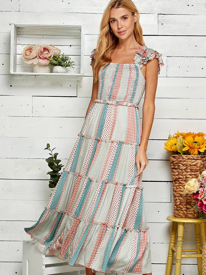 Robe Maxi à Étages Prairie Patch pour la vente par Sweet Lemon