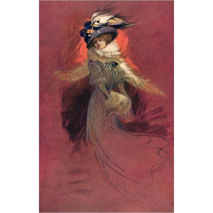 Found Image Press - Wholesale Magnet - Magnet BW-73 Victorian Woman with Boa, Muff and Feather Hat