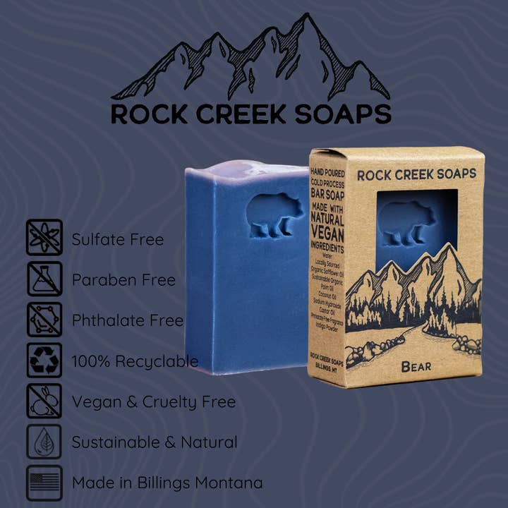 Rock Creek Soaps - Wholesale Bar Soap - Bear Bar Soap: Huckleberry