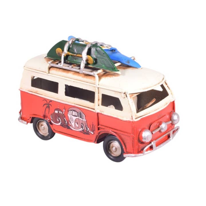 Modelo de Autobús Furgoneta de Hojalata Roja Retro 11cm para venta al por mayor de giftland