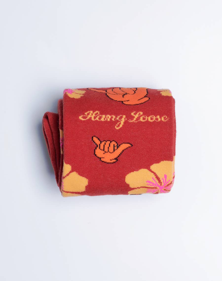 Just Fun Socks - Wholesale Socks - Men's - Men's Shaka Floral Hang Loose Crew Socks2