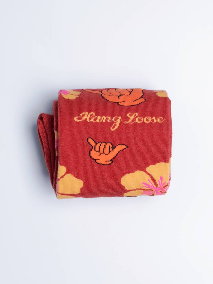 Just Fun Socks - Wholesale Socks - Men's - Men's Shaka Floral Hang Loose Crew Socks2