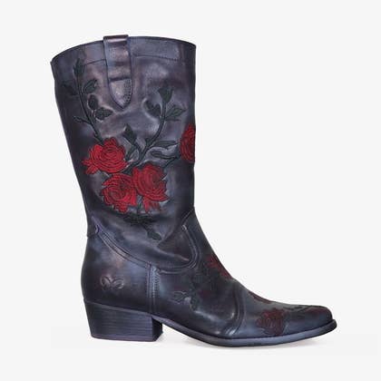 Bota de couro feminina estilo cowboy Felmini WEST D942 Anilex na cor violeta por atacado de Felmini