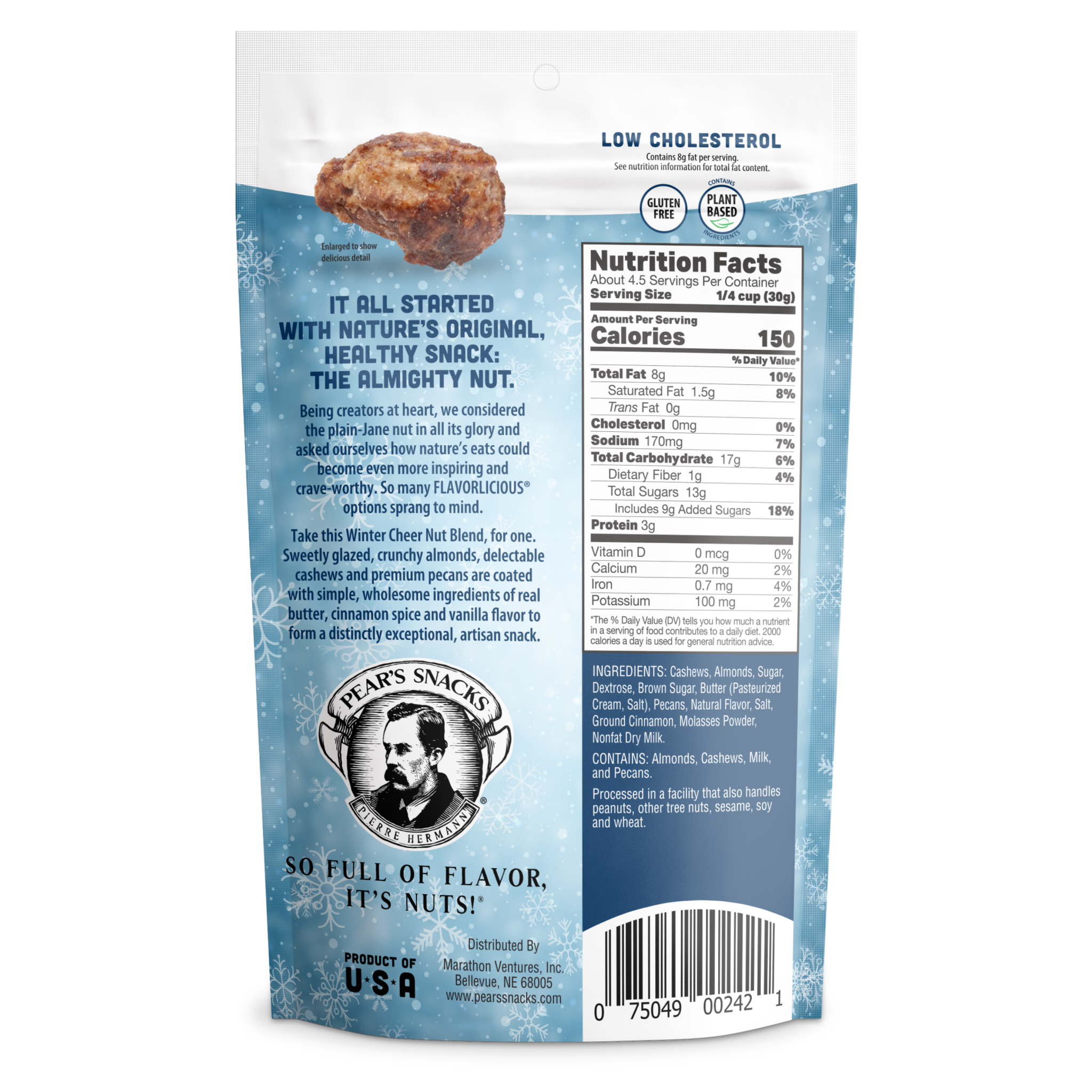 Pear's Snacks - Wholesale Nuts - Winter Cheer Nut Blend (4.5oz x 6 Pack)3