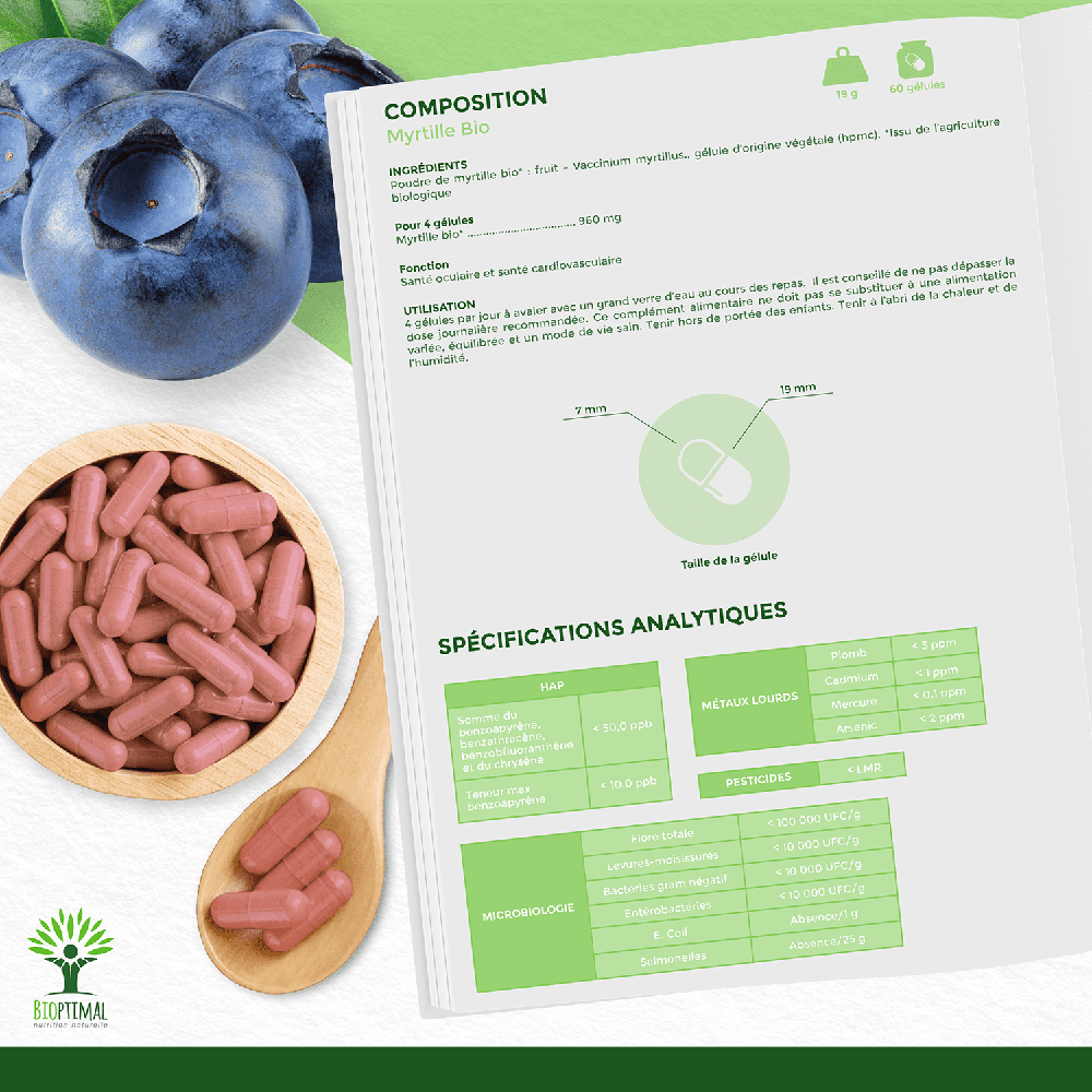 Bioptimal - Vendita all'ingrosso Vitamine/integratori orali - Mirtillo biologico capsule - Bioptimal6